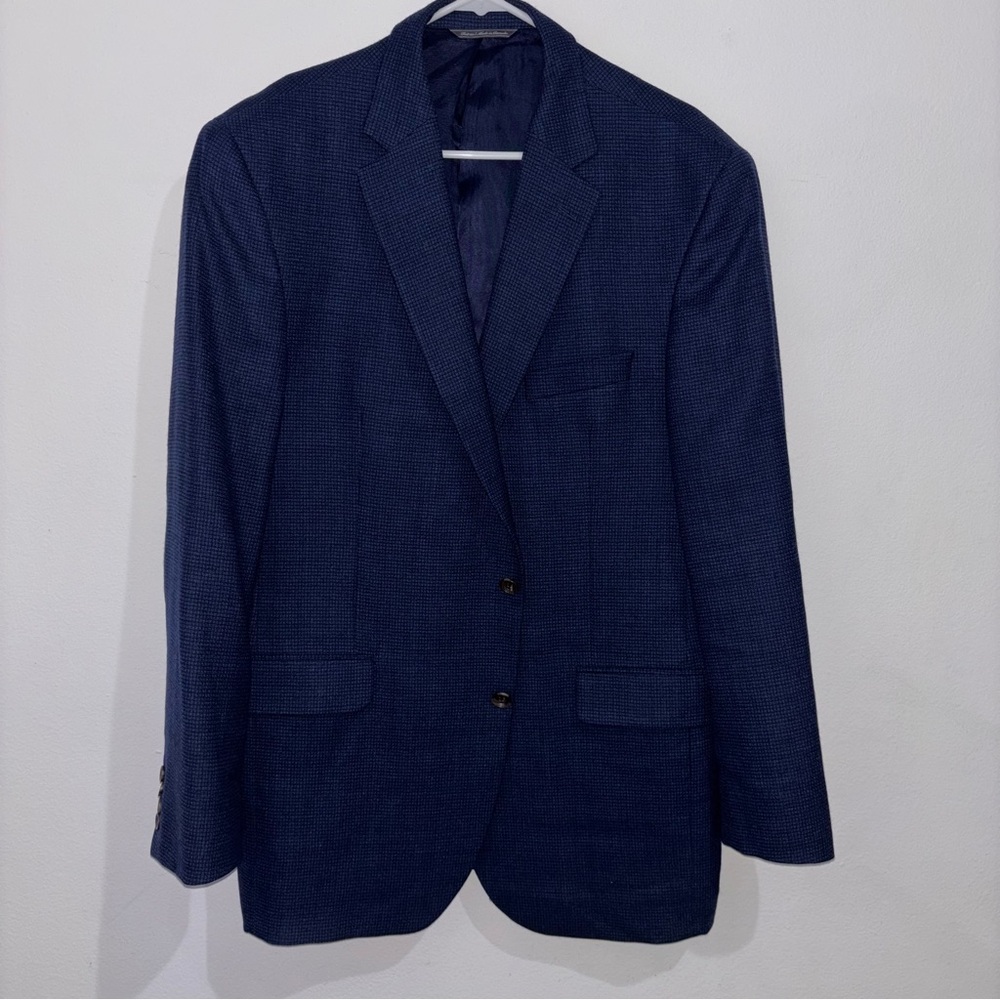 Jack Victor Blue and Black Checkered 100% Wool Gibson Blazer Size 46 - Picture 4 of 7